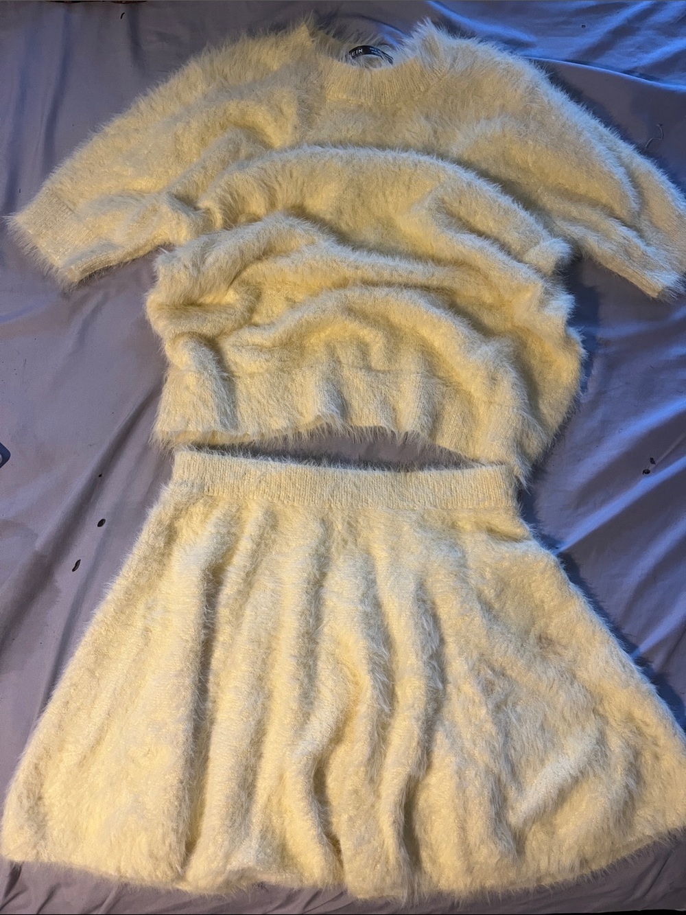 Fuzzy Two-Piece Knit Set in Pale Yellow